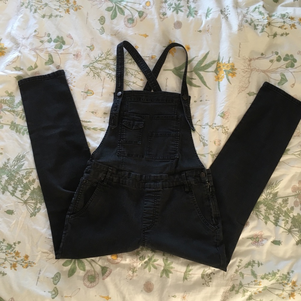 Free People black washed overalls, size 31 ALTERED